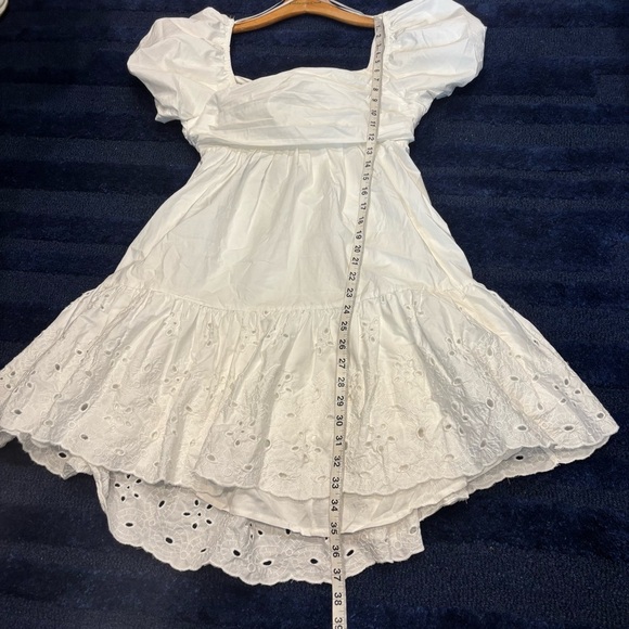 En Saison Anthro Juliet Puff Sleeve Eyelet Ruffle Big Bow Cutout Peasant Dress - Picture 8 of 11